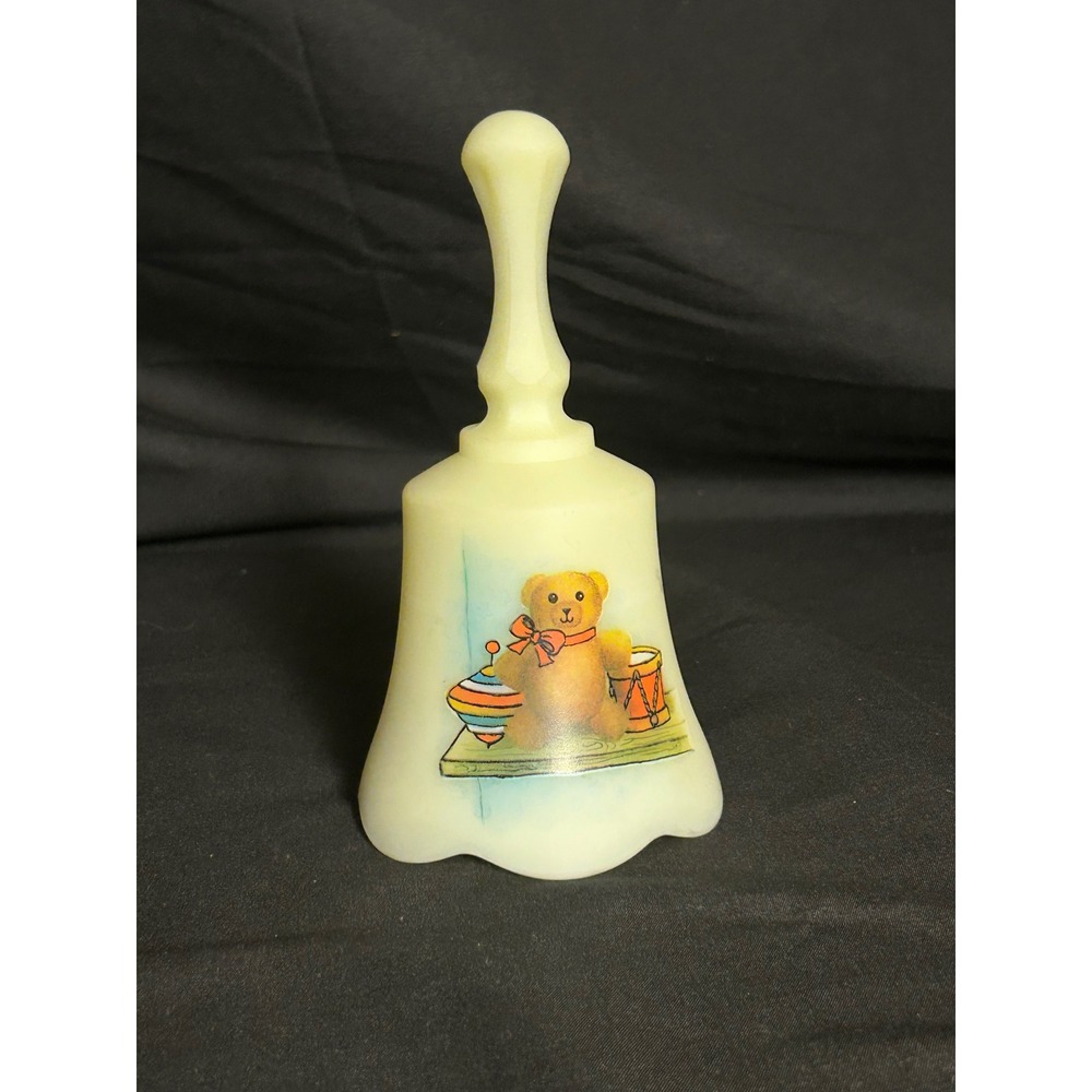Fenton Glass Teddy Bear Musical Bell and Mug Set Vintage